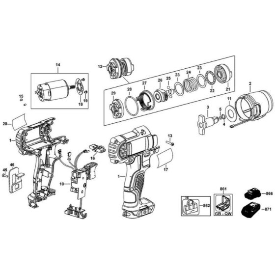 Main Assembly for DeWalt DCF813