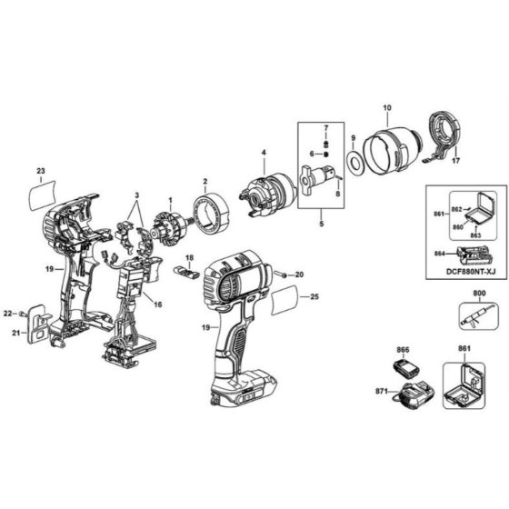 DeWalt DCF830 Main Assembly