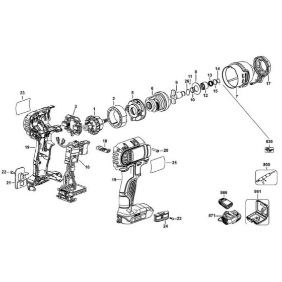 Main Assembly for DeWalt DCF885D2