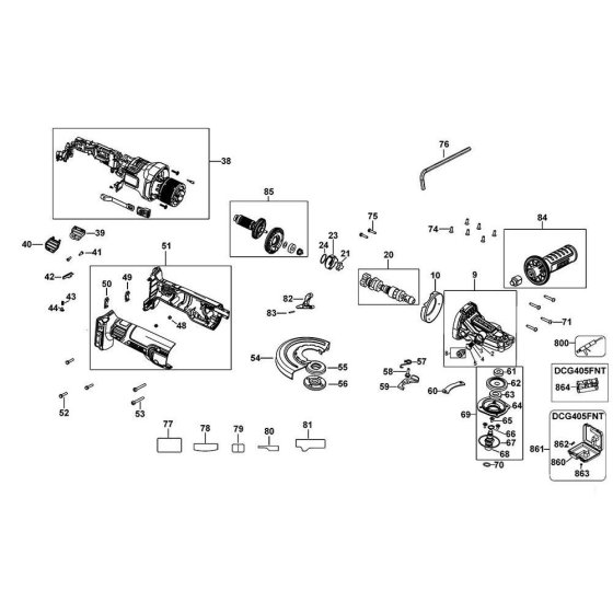 Main Assembly for DeWalt DCG405F