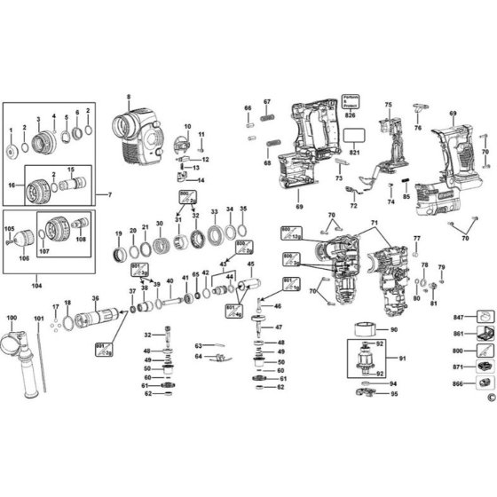 DeWalt DCH254 Main Assembly