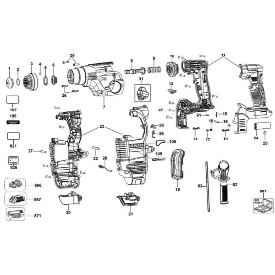 DeWalt DCH293 Main Assembly