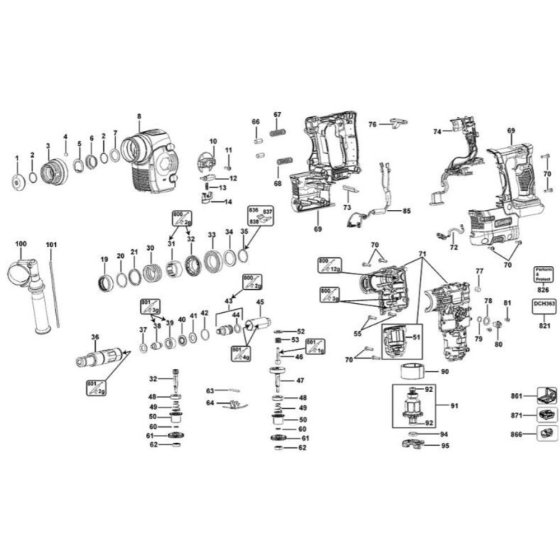 Main Assembly for DeWalt DCH363