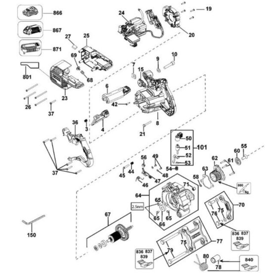 DeWalt DCS520 Main Assembly