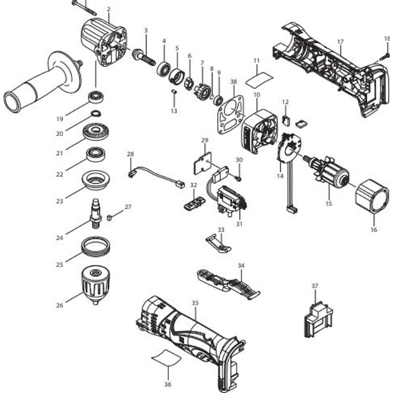 Makita DDA351Z Assembly