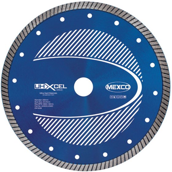Mexco 230mm Ultra Hard Materials XCEL Grade (22.23mm Diamond Blade Bore)