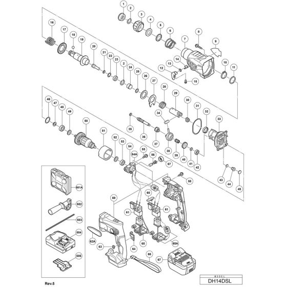 Main Assembly for Hikoki DH14DSL
