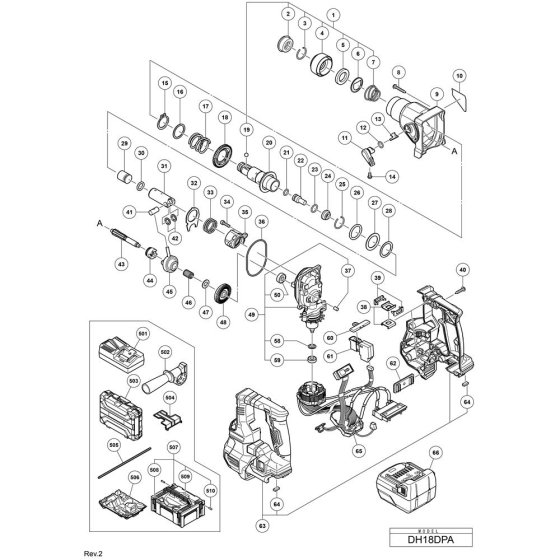 Main Assembly for Hikoki DH18DPA