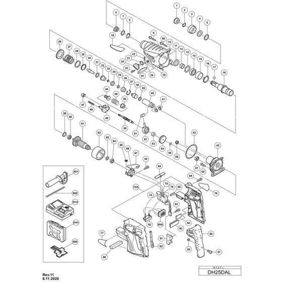 Main Assembly for Hikoki DH25DAL