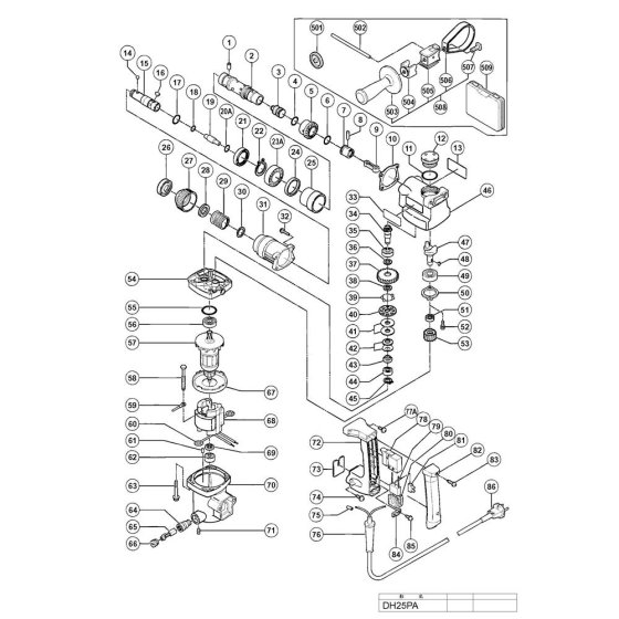 Main Assembly for Hikoki DH25PA