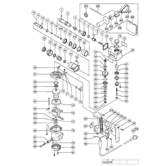 Hikoki DH25PB Main Assembly