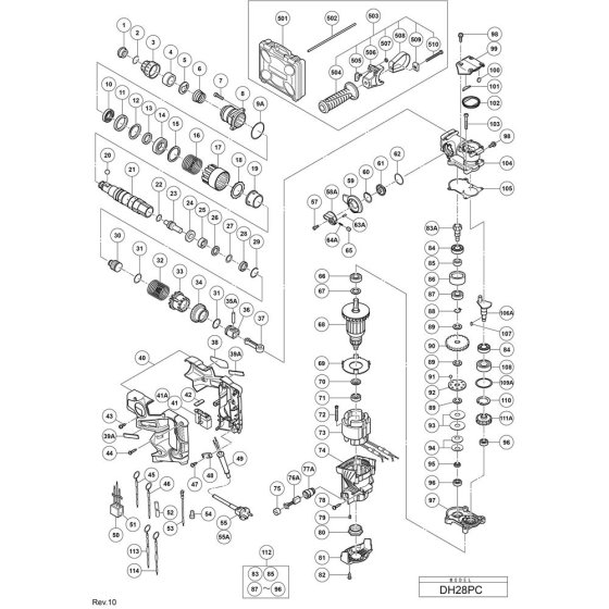 Hikoki DH28PC Main Assembly