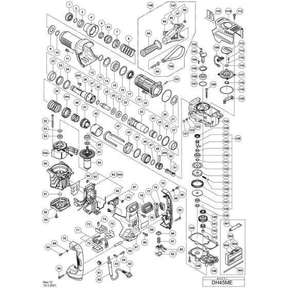Main Assembly for Hikoki DH45ME