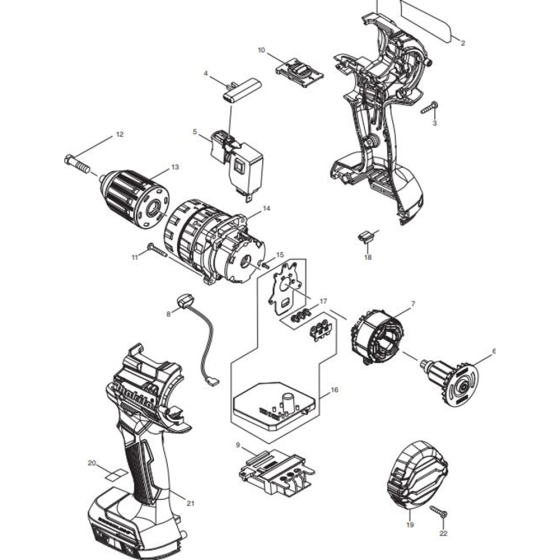 Main Assembly for Makita DHP484Z