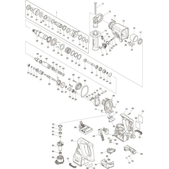Main Assembly for Makita DHR243RMJV