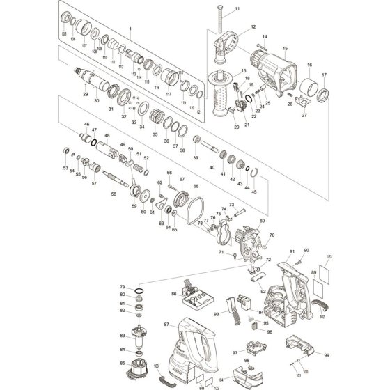 Makita DHR243Z Main Assembly