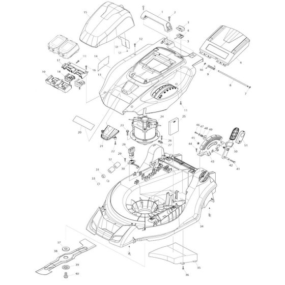 Makita DLM431 Battery, Motor