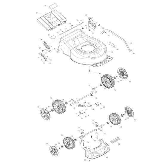 Deck & Wheel Assembly for Makita