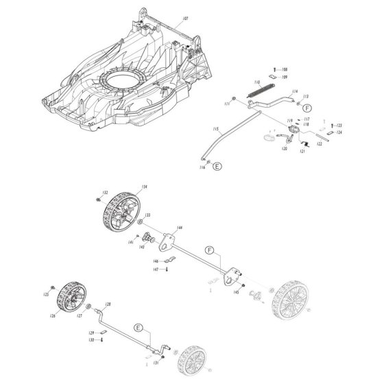 Deck & Wheel Assembly for Makita