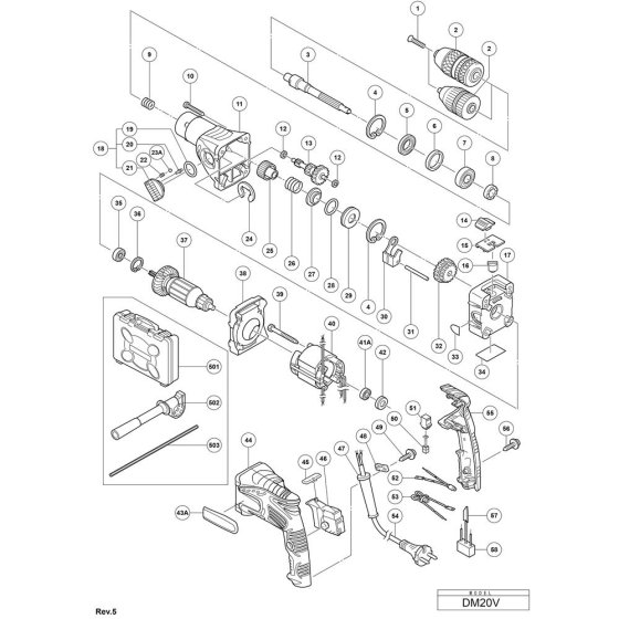 Hikoki DM20V Main Assembly