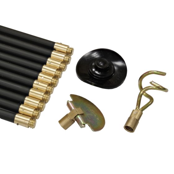 Drain Rod Set Universal Screw Type for Pipe Cleaning - 10 Rods Total