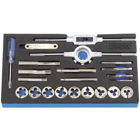 Tap and Die Set 22 Piece for Thread Cutting and Cleaning - Draper Expert