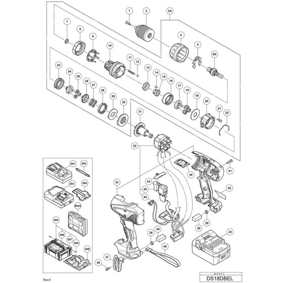 Main Assembly for Hikoki DS18DBEL