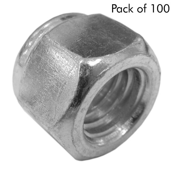 UNC Nylon Insert Locking Nuts, Zinc Plated, Size: 3/8". Pack of 100