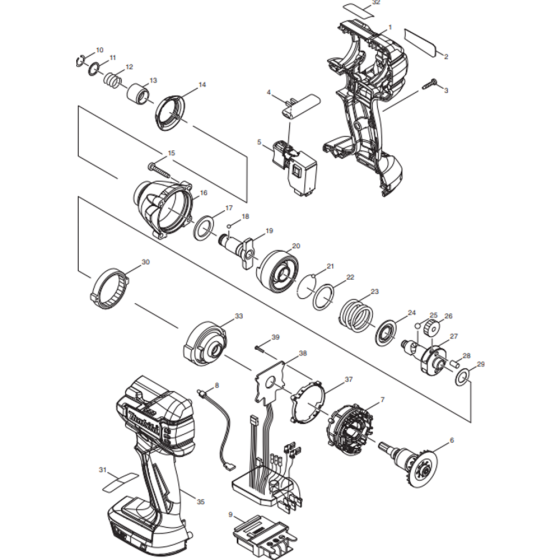 Main Assembly for Makita DTD129RFE3