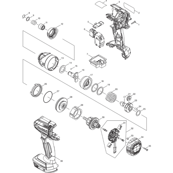 Makita DTD152 Main Assembly
