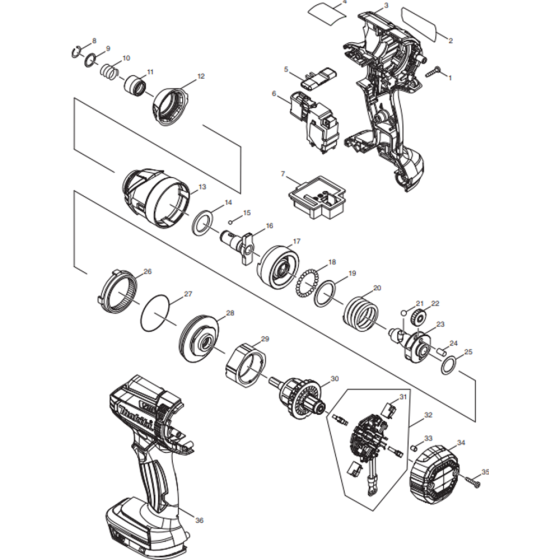 Main Assembly for Makita DTD152RMJ