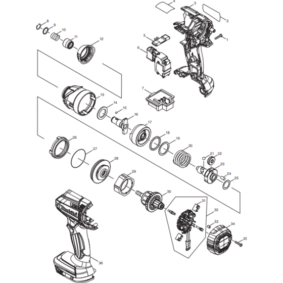 Makita DTD152Z Assembly