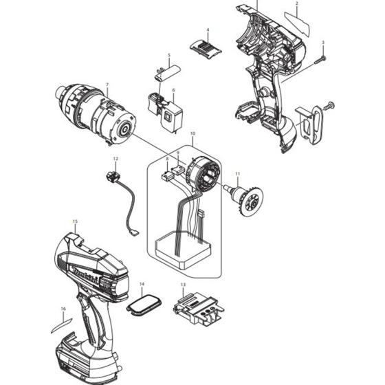 Main Assembly for Makita DTP141RFE