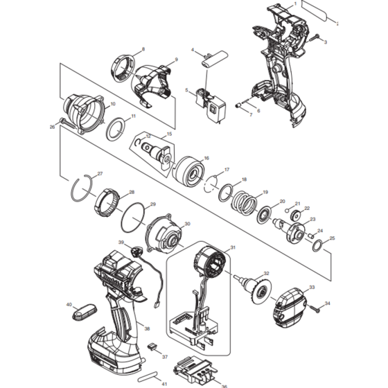 Makita DTW285Z Main Assembly