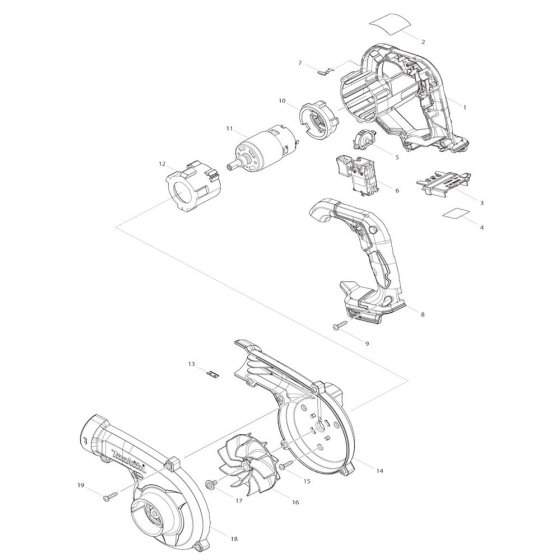 Makita DUB185 Blower Assembly