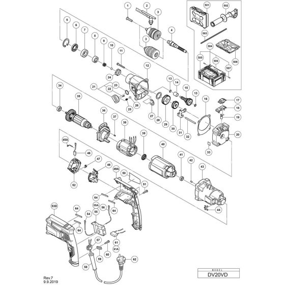 Hikoki DV20VD Main Assembly