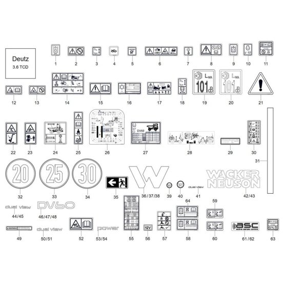 Decals for Wacker DV60-2 Dumper