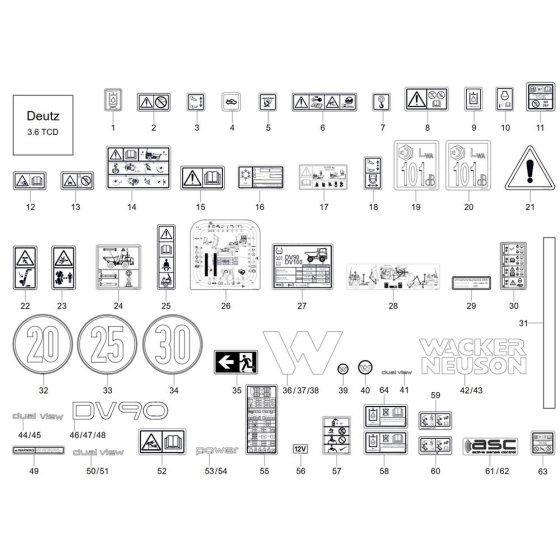 Decals for Wacker DV90-2 Dumper