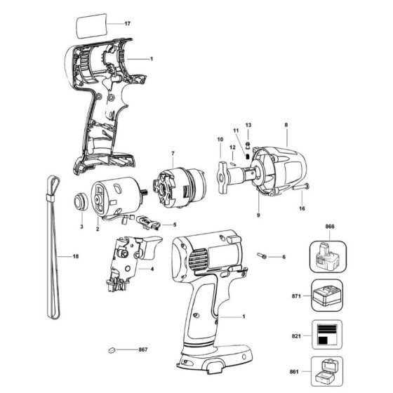 Main Assembly for DeWalt DW053K