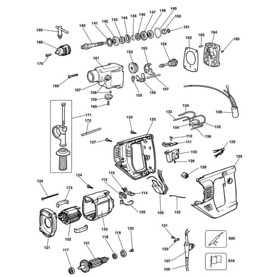 DeWalt DW165K Drill Assembly