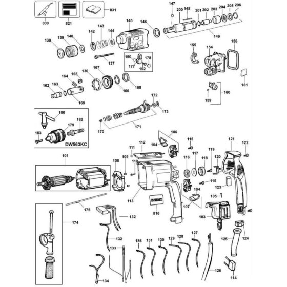 Main Assembly for DeWalt DW563K