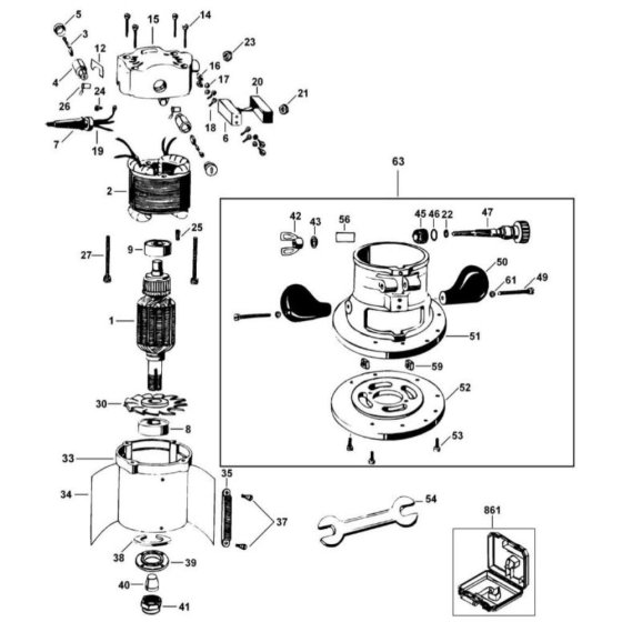 Main Assembly for DeWalt DW610