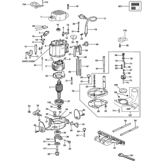 Main Assembly for DeWalt DW629