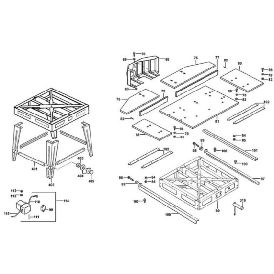 Table Assembly for DeWalt Saw