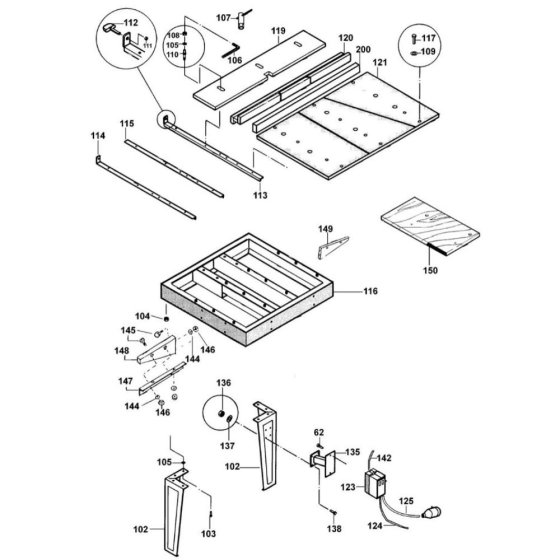 Base Assembly for DeWalt DW728