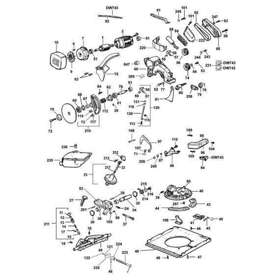 Main Assembly for DeWalt DW742