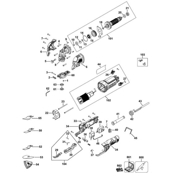 DeWalt DWE314 Multitool Assembly