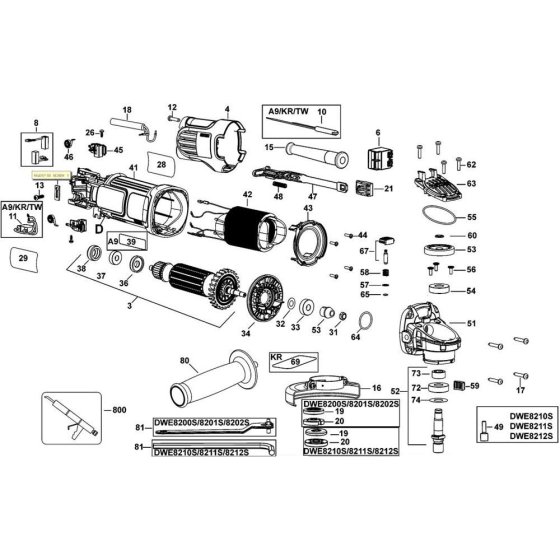 Main Assembly for DeWalt DWE8210S