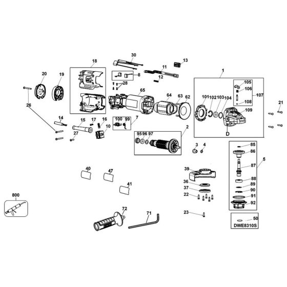 Main Assembly for DeWalt Grinders