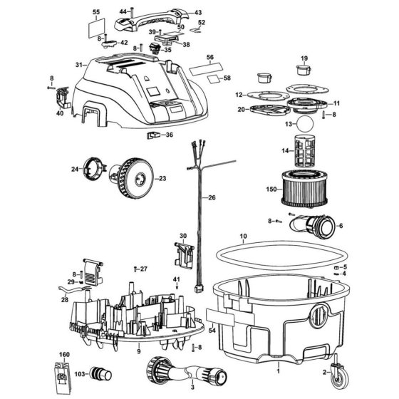DeWalt DWV900L Main Assembly
